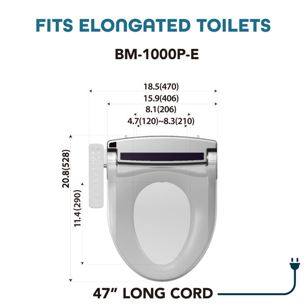 Bidetmate 1000 Series Electric Bidet Heated Smart Toilet Seat With